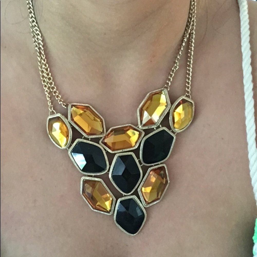Misguided gold & black Statement necklace